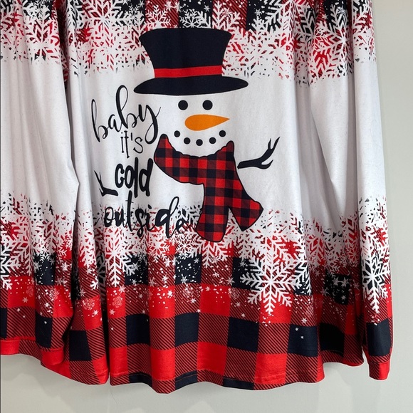 Amazon Snowman Graphic Baby It’s Cold Outside Top Red Black Buffalo Check 3X - Picture 4 of 12
